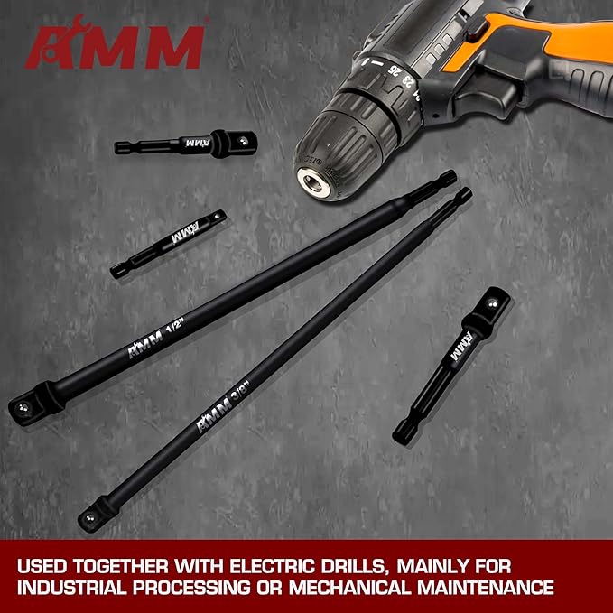 AMM 9-Piece Impact Grade Socket Adapter Set竊?/4", 3/8", and 1/2" Drive | 3", 6", and 10" Socket Driver Adaptor竊똀dapt Your Power Drill To High Torque Impact Wrench