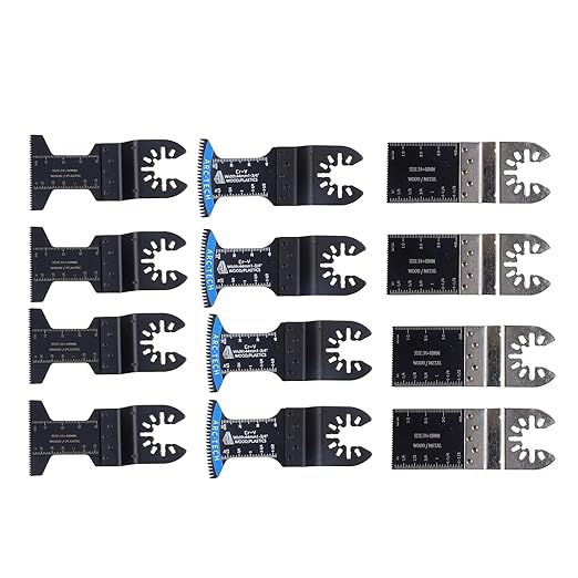 findmall 121-Piece Multi-Tool Blades Kit with Sandpapers, Titanium Oscillating Tool Blades Set with Japanese Teeth and Curved, Fit for Wood/Metal/Plastic Cutting