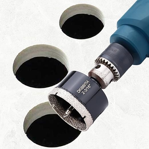 2-3/16" Diamond Hole-Saw Bits with Pilot Drill Bit - 2pc 2-3/16in Diamond Tipped Tile Hole Saws with Guiding Bit for Accurate Drilling for Porcelain Tile Ceramic Pots Granite Stone Glass Bottles 55mm