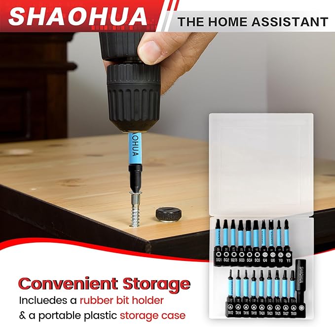 20PCS Screwdriver Bit Set, 1"Triangle Screwdriver Set TA12-30, Square Drive Bits#2,2.75,3,4,5, U-Shaped Bits Set U4,U6,Triwings screwdrivers Y0,Y1, S2 Steel Hex Head Drill Bit Set with 1/4" Bit Holder