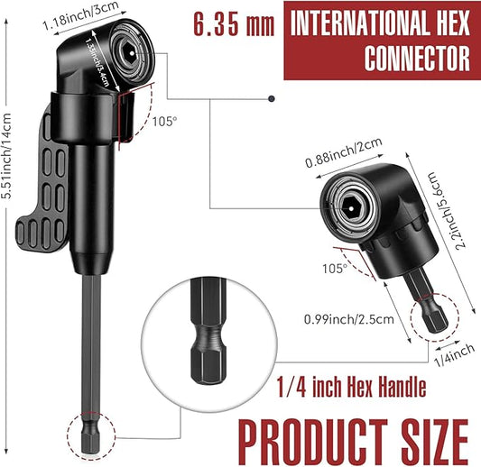 Therwen 18 Pcs Flexible Drill Bit Extension Set 105째 Right Angle Drill Bit Attachment 1/4, 3/8, 1/2 Inch Hex Adapter Socket Socket Wrench Bendable Magnetic Extender Screwdriver Electric Manual Tool