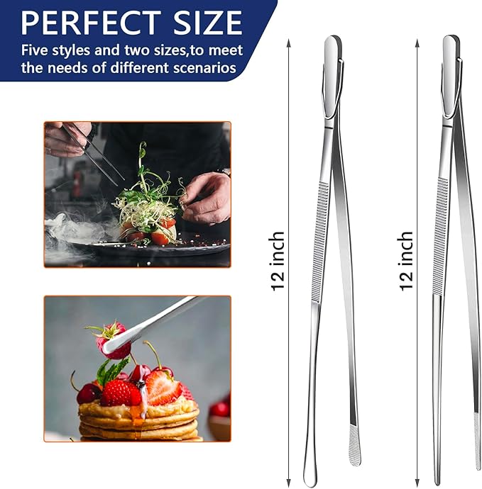 Professional 12-Inch Extra-Long Stainless Steel Tweezers – Precision Slanted Tip for Electronics, Mechanical Repair, Crafts & Beauty (Anti-Slip Grip)