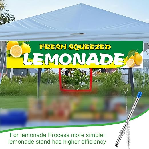 Lasnten 1 Pack Straw Puncher for Plastic Lids Lemonade Cups, Stainless Steel Straw Hole Puncher Punching Tools for Cafe Drinks Deli Container Fresh Squeezed Lemonade Stand Supplies(8.7 Inch,Blue)