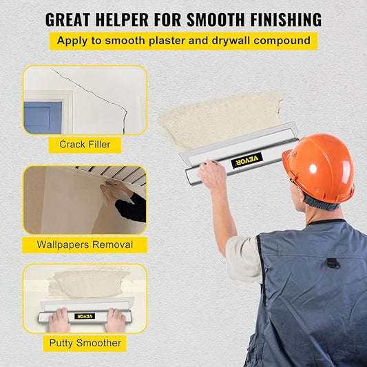 VEVOR Skimming Blade,32 inch Smoothing Knife, European Stainless Steel Construction Knife, Aluminum Blade Profile Smoothing Knockdown Spatula for Gyprock/Drywall/Wall-Board