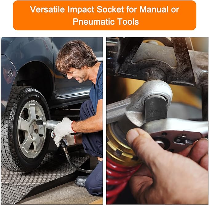 uxcell 3/4-Inch Drive 25mm 6-Point Deep Impact Socket, CR-MO Steel 78mm Length, Metric Sizes