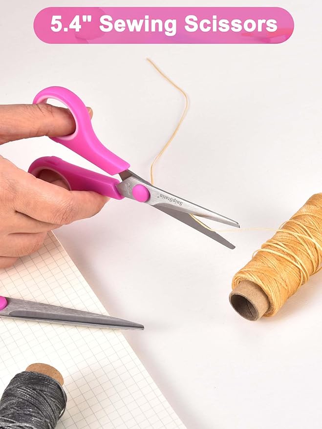 Craft Scissors Set of 4, Scissors All Purpose, Sharp Blades, Ergonomic Semi-Soft Rubber Grip, Suitable for Office, Home, School, Sewing, Fabric, Art Craft Supplies, 9.6", 8.5", 6.4", 5.5"