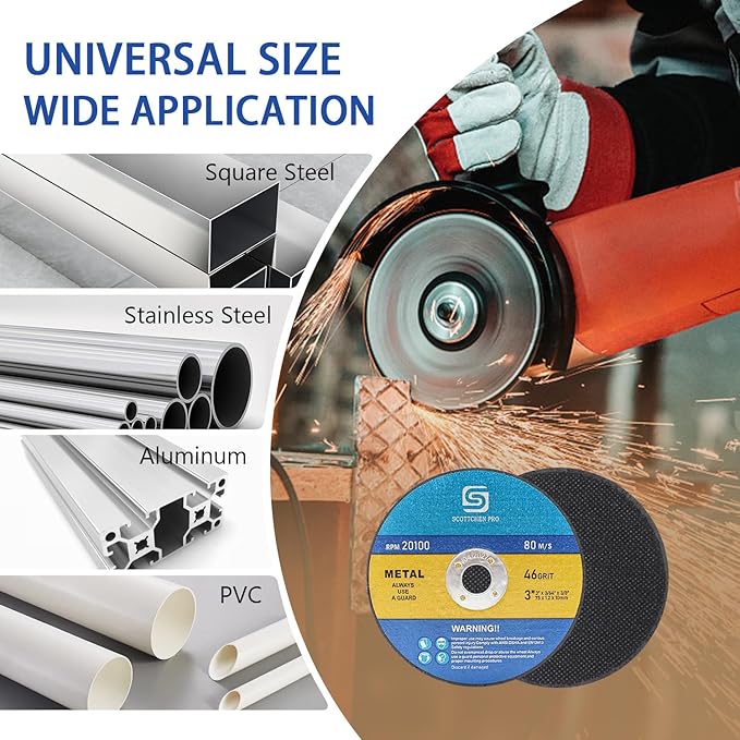 3inch Cut-Off Wheels 3" x 3/64" x 3/8",Die Grinder Cutting Disc for Die Grinder,with 1/4" Shaft, 3/8" & 1/4" Arbor Mounting Mandrel-10Pack Cutting Wheels+1pc Mandrel
