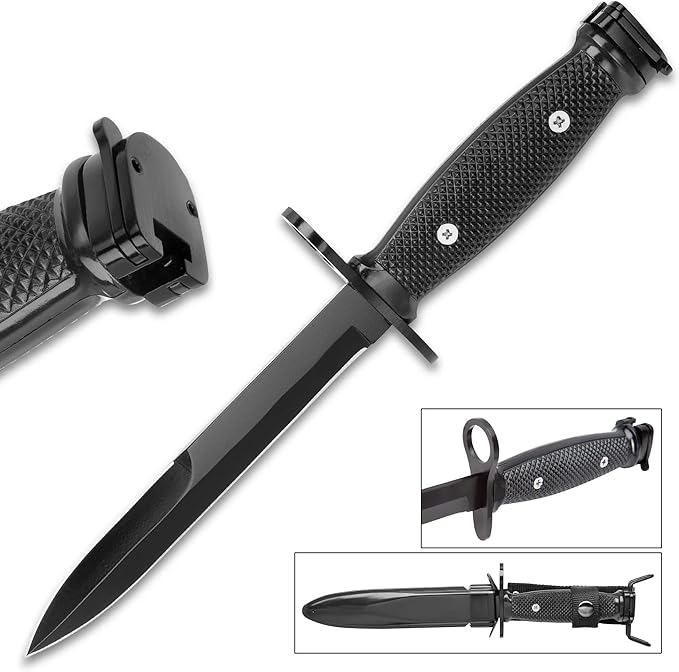 BUDK Tactical M7 Bayonet With Metal Sheath | Fixed Blade Military-Style Knife | Stainless Steel Construction | Secure Locking Sheath | Rugged Design for Outdoor Survival, Camping & Field Use