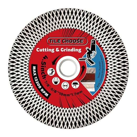 4.5" Tile Cutting Blade Diamond Blade with Flange for Cutting and Grinding Porcelain Tile Granite Marble