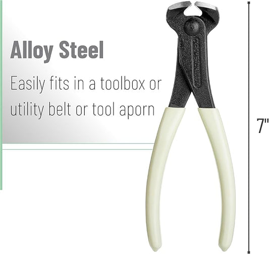 Bates- Nail Puller, 7 Inch, Creamy Beige, Nail Remover Tool, Cutting Pliers, Carpenter Tools, Staple Puller, End Cutting Pliers