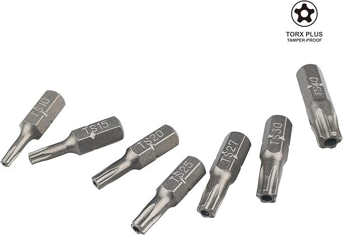 K001 Torx Plus 5-Point Tamper-Proof Security Bit Set, 7-Piece