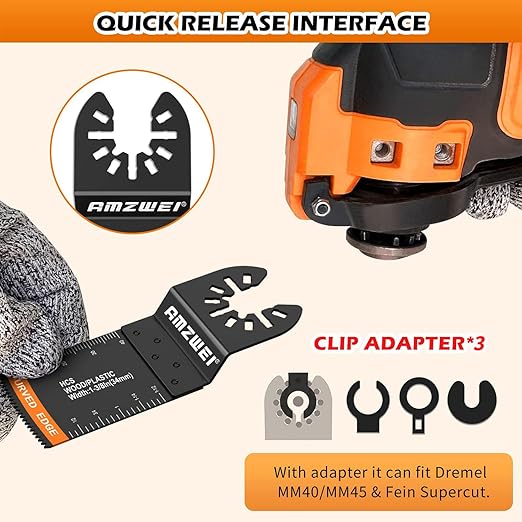 50PCS Titanium Oscillating Tool Blades, Curved Edge Oscillating Saw Blades for Metal, Wood, Plastic, Quick Release Multi Tool Blades Compatible with Dewalt Milwaukee Ryobi Rockwell Fein
