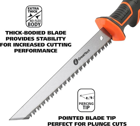 GreatNeck 74028 Single Edge Jab Saw and Sheath, Drywall Saw Tool, Sheetrock Saw, Includes Drywall Saw Cover, Ergonomic Handle