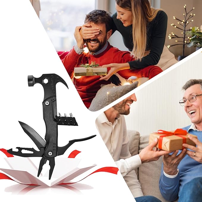 15 in 1 Multitool Hammer Multi Tool Survival Gear Multitool for Men,Survival Tools Camping Accessories With Knife,Pliers,Nail Puller,Screwdriver,Saw,Bottle Opener,Present for Husband,Dad,Grandpa