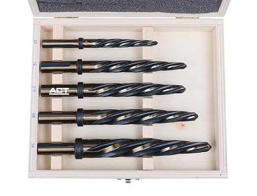 Accusize Industrial Tools 5 Pc H.S.S. Standard Spiral Flute Super Premium Car Reamer Set, 3/8", 1/2", 9/16'', 5/8", 3/4", to Fit 3/8'' or 1/2'' Shank Chuck