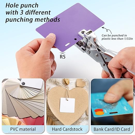 3 in 1 Badge Slot Hole Punch for ID Card: IMLIKE Handheld Card Puncher Suitable for PVC Material, Business Cards and Cardstock(1/8"횞33/64" Slot Hole, 3/16" Round Hole and R5 Corner Rounder in one)