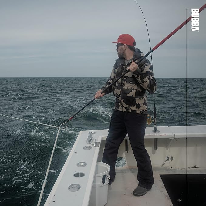 BUBBA 7 Foot Gaff with 3 Inch Stainless Steel Offset Hook, Non-Slip Grip Handles and Carbon Fiber Shaft for Fishing, Boating and Outdoors
