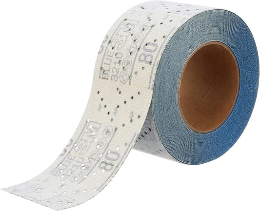 3M Hookit Blue Abrasive Sheet Roll, 36187, Multi-Hole, 2.75 in x 13 yd, 80+ Grade, Automotive Sanding Roll Sandpaper for Coating Removal, Body Repair, Auto Sanding