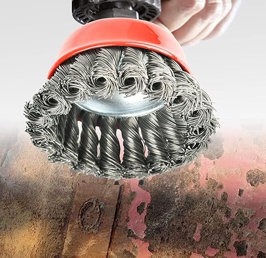 20 Pack Wire Wheel Cup Brush, 3 Inch Twisted Knotted Wheel Brush with 5/8"-11 Threaded Arbor for Angle Grinder, Max RPM 12,500, 0.020in Carbon Steel for Rust Removal, Abrasives