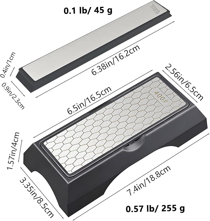 Diamond Sharpening Stone Set, Knife Sharpener Stone, Double-sided Coarse 400 / Fine 1000# | Extra Fine 3000 Grit, 2 Sizes Whetstone Tool with Non-Slip Base, Diamond Plate Honing Stone, Hone Sharpener