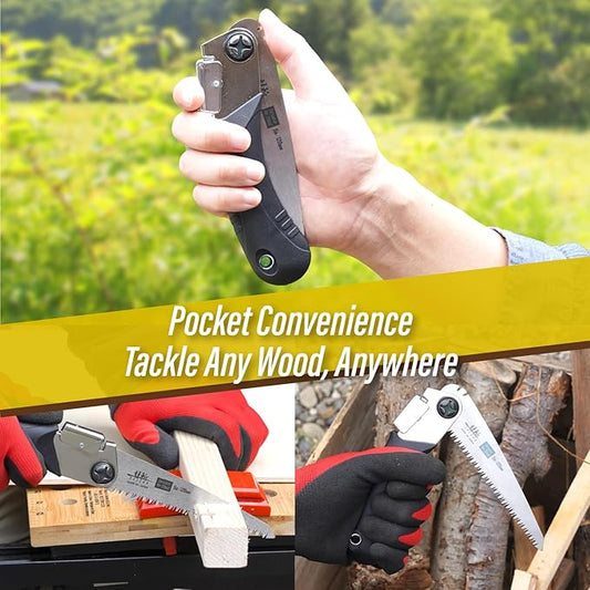 SUIZAN Japanese Folding Saw 4.7" Versatile for Wood - Pocket Handsaw Pruningsaw Garden Woodworking DIY Tools