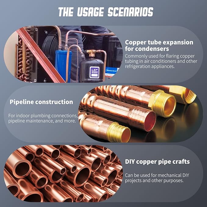 Accurate 3-IN-1 Tube Flaring Tool Kit, Eccentric Expander 45째 Cone Tubing Flaring Tool, Include Cutter Deburring Tool, HVAC Refrigeration Tools for Copper/Soft Pipe Flaring 1/4-3/4 Inch O.D. Tubing