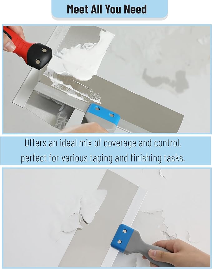 Bates- Taping Knife, 8 Inch, Stainless Steel Drywall Taping Knife, Soft Grip Handle