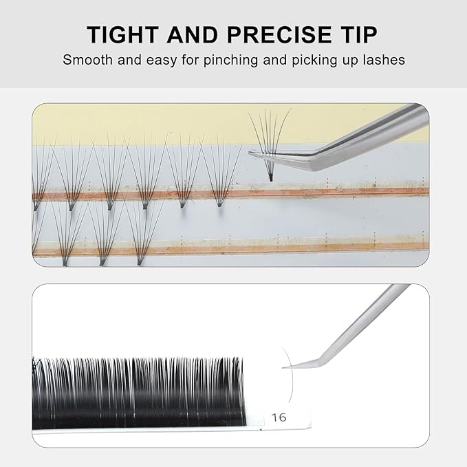 Ms.Queen Lash Tweezers for Eyelash Extensions, 5 Pcs Tweezers Set Professional Fine Tip Curved 45 Degree Lash Tweezers for Classic, Volume & Mega Volume Lashes - Ideal for Lash Artists