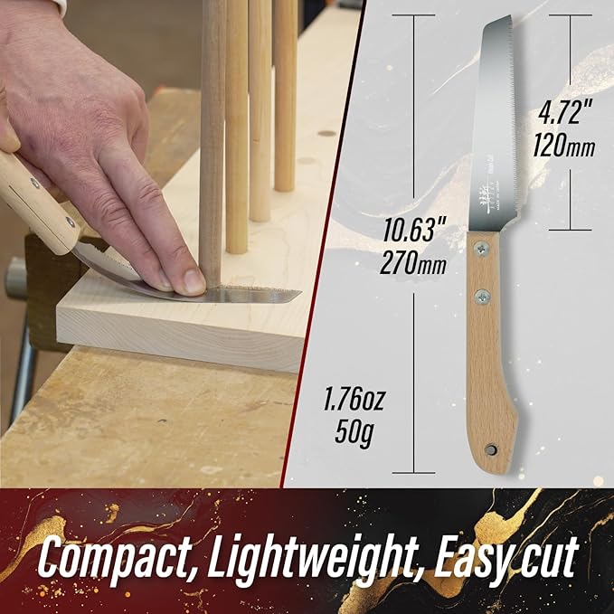 SUIZAN Small Hand Saw 5" Flush Cut Blade - Compact Japanese Pullsaw Single Edge Woodworking Tools