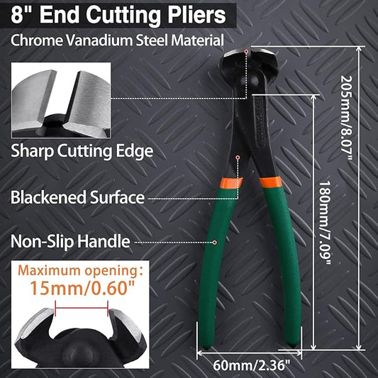 SPEEDWOX 8-Inch End Cutting Pliers Nail Puller End Cutting Nippers Nail Remover Tools Staple Puller Nippers Tool Nail Puller Tool For Carpenter Wire Cutting End Snips For Pulling Nails Cutting Wires