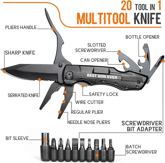 Gifts for Son,?쒫est Son Ever?쒶ultitool Knife,Stocking Stuffers for Son,Son Birthday Gifts,Gifts Idea for Son,Gifts for Son from Mom Dad,Best Son Gifts,Graduation Gifts,Son Christmas Gift