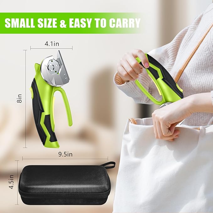 Cardboard Cutter, Cordless Electric Scissors, Power Shears Box Cutter with a Replacement Blade, Rotary Cutter for Cardboard Packages Leather Plastic (Moss Green)