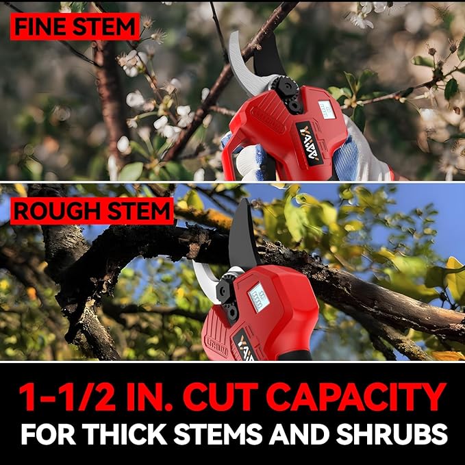 Electric Pruning Shears for Milwaukee M18 Battery, Portable Cordless Pruning Shears with LCD Display竊냆K5 Blades, Adjustable Cutting Diameter 0.8-1.2 Inch for Gardening Tree Pruning(NO Battery)