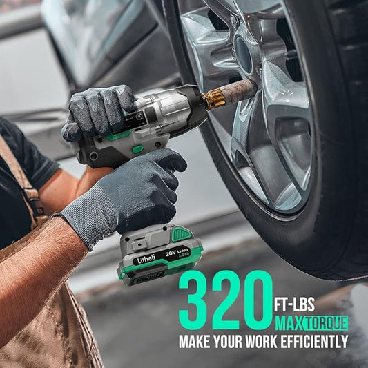 LiTHELi Impact Wrench Cordless, 1/2 inch Power Impact Wrenches Max Torque 320 ft-lbs(430N.m), Bare Tool, Battery and Charger not Included