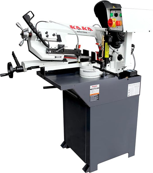 KAKA INDUSTRIAL Mitering Band Saw with 7.8 inch x 6.7 inch Cutting | 1-Phase Metal Pro 60° Hydraulic Swivel Head, Auto Shut-Off Safety, Worm Gear Drive |BS-76G for Steel and Pipe