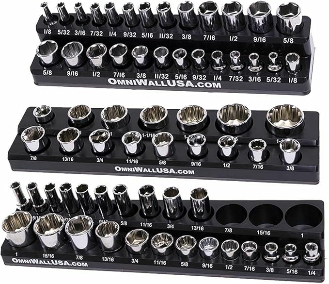 Magnetic SAE Standard Socket Holder Set Red