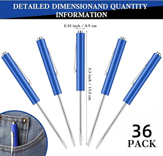 36 Pieces Pocket Screwdriver Mini Tops and Pocket Clips Magnetic Slotted Small Screw Driver with a Single Blade Head for Mechanical, Electrician (Blue)