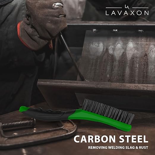 Wire Brush Set-Heavy Duty Stainless & Carbon Steel Bristles with Plastic Handle Grip for Rust, Wielding Slag, Dirt & Paint Scrubbing with Deep Cleaning ??10 Inches (Pack of 2-Green)