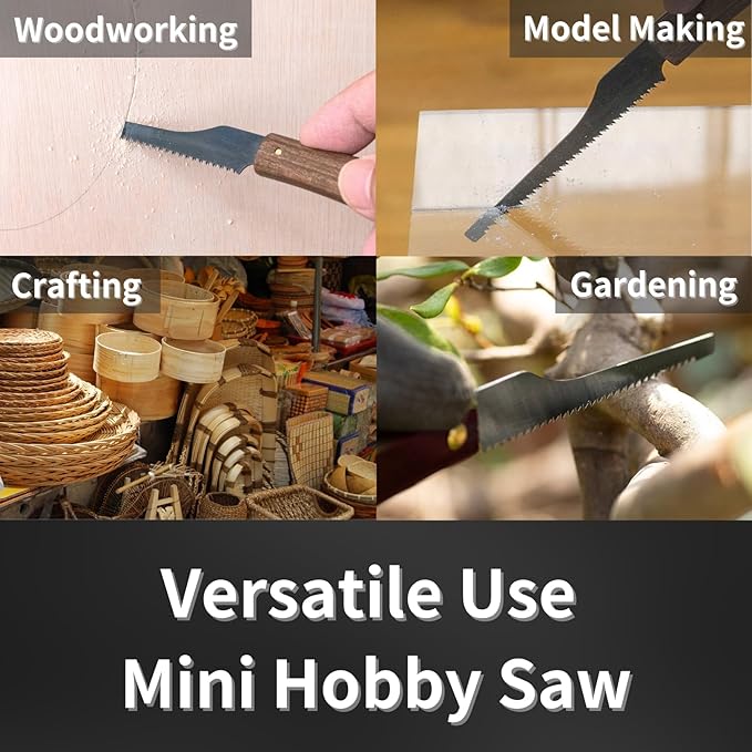 Mini Hand Saw 2.4" for Hobby & Crafts - Precision Japanese Pull Saw for Wood, Plastic, PVC - Razor Sharp Japanese Steel Blade & Wood Handle - Made in Japan
