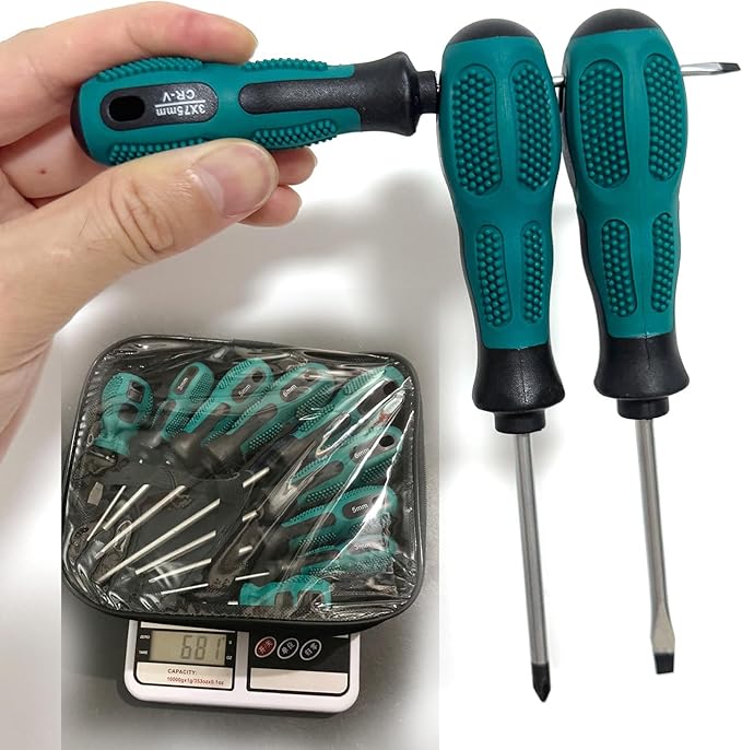 12-Piece Magnetic Screwdriver Set: 5 Phillips & 7 Flathead Slotted Precision with Case for DIY, Home Improvement, Electronics, Automotive