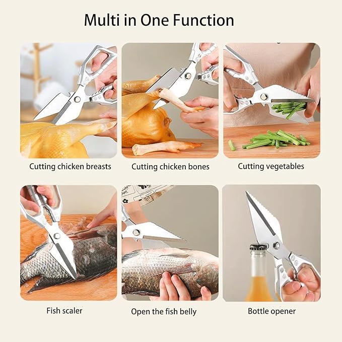 Kitchen Scissors all Purpose, Stainless Steel Kitchen Shears, Meat Scissors Heavy Duty Sharp Shears, Kitchens Accessories Cooking Shear for Meat Chicken Fish Poultry Herb Bread