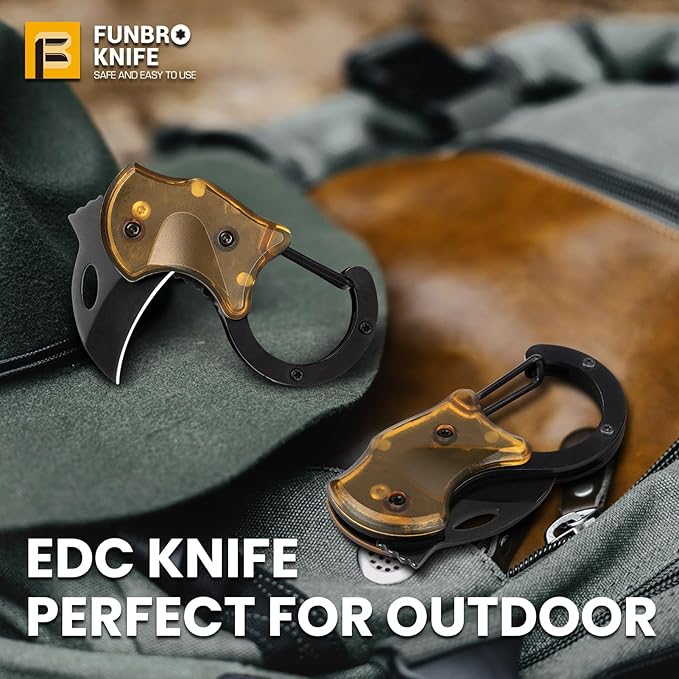Small Pocket Knife, Cool Box Cutter with 1.34 inch Sharp Blade, EDC Knives Tool for Everyday Carry (Amber)