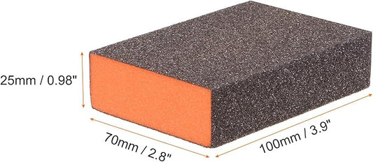 HARFINGTON 4pcs Sanding Sponge Blocks #60 (120-180 Grits) Wet/Dry Hand Sanding Sponges, 100x70x25mm Foam Sanding Block Pad for Polishing Kitchen Metal Wood Drywall Furniture, Brown&Orange