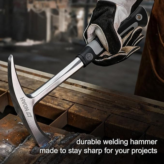 N NOAH Welding Chipping Hammer, 28oz, #45 Carbon Steel with Shock Reduction Grip, Professional Slag Removal Tool for Welders, Welder Hammer, Welding Hammer, Welder Chipping Hammer