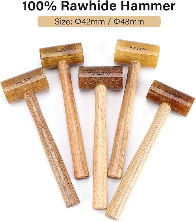 WUTA Rawhide Mallet 100% Rawhide-head Hammer for Jewelry Making Leather Craft Hammer Stamping Jewelry Leather Worker Craft Tool Good Buffering Mallet 42mm