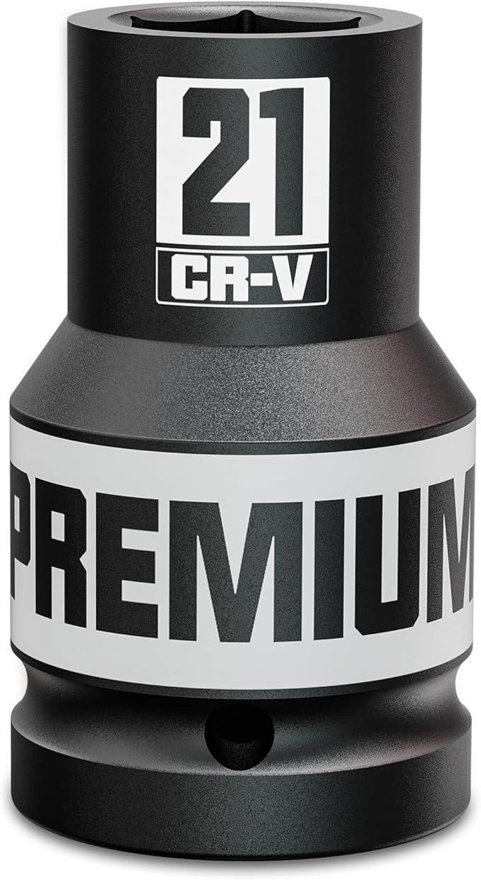 1" Drive 6 Point Impact Socket, 21mm Deep Socket, Metric, CR-V, Automotive Maintenance Machinery Manufacturing