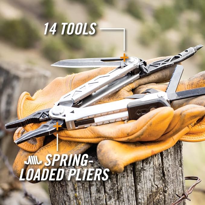 Gerber Gear Center-Drive Multitool Bit Set - 16-Piece Multitool, 12-Piece Standard Bit Set - Includes Knife, Pliers, Wire Cutters, Bottle Opener & More - Silver Tool, Made in USA - Coyote Brown Sheath