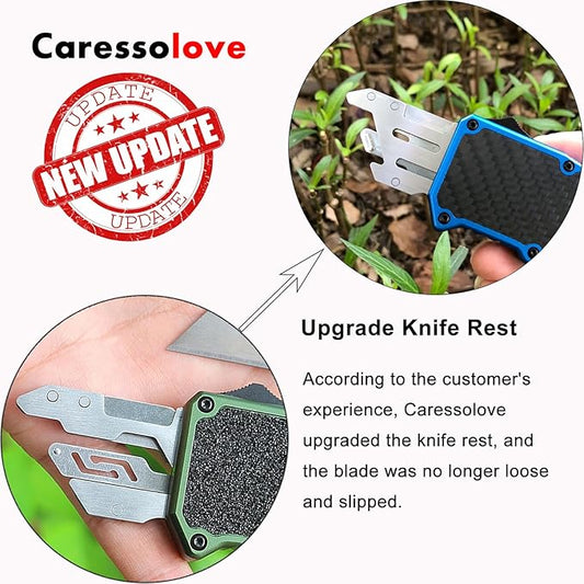 Automatic Utility Knife, Green Razor Blades Pocket Knife, Box Cutters Retractable Heavy Duty, Premium Safety Push Button Knife with 5PCS Blades (Blue)