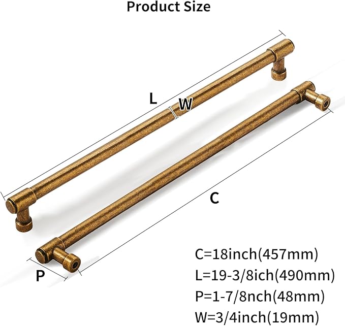 khtumeware Appliance Pulls Antique Brass 18 Inch(457mm) Center to Center 1 Pack Heavy Duty Drawer Pulls Kitchen Cabinet Handle Cabinet Hardware Pulls Dresser Handle