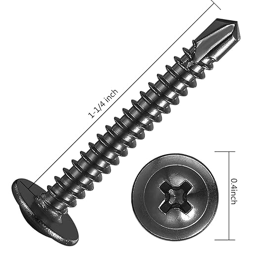 (150Pcs)#8횞1-1/4??for Sheet Metal Self-Tapping Screws 410 Black Stainless Steel Truss Head High-Strength Quick Tapping